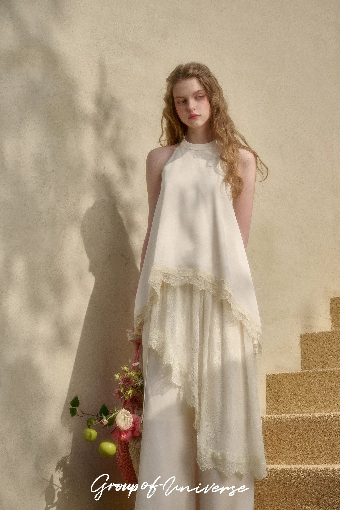 Pearl Gold Satin Lace Three-Piece Set