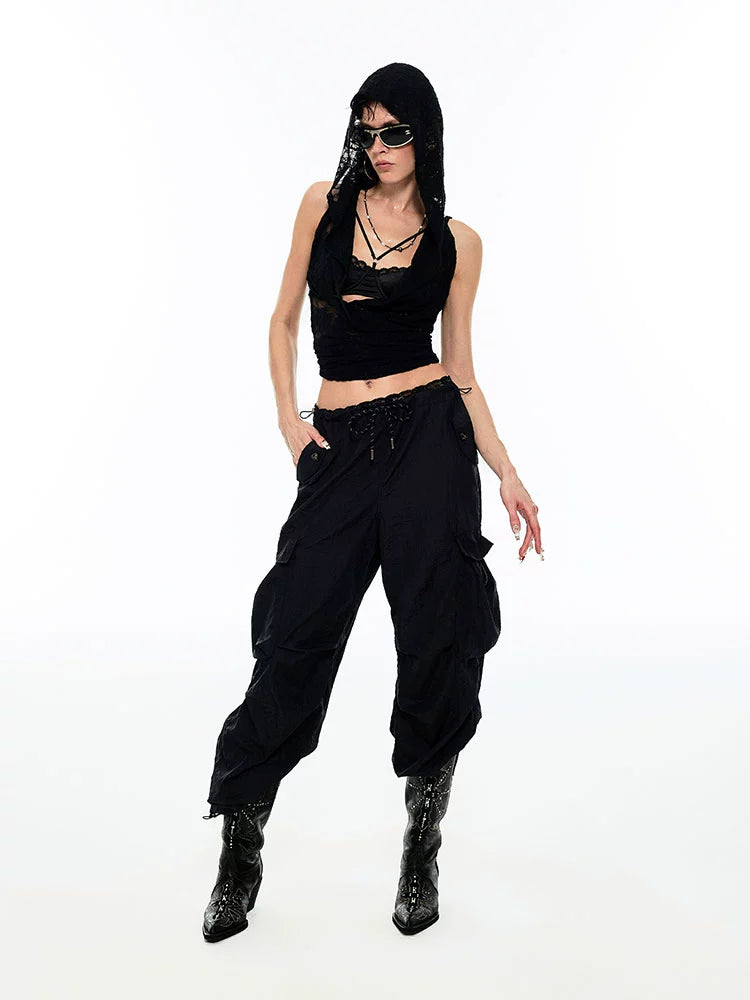 Low-rise Pleated Cargo Pants - CHINASQUAD