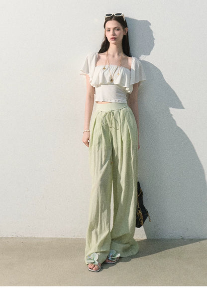 Mint Dream Shimmer Off-Shoulder T-Shirt