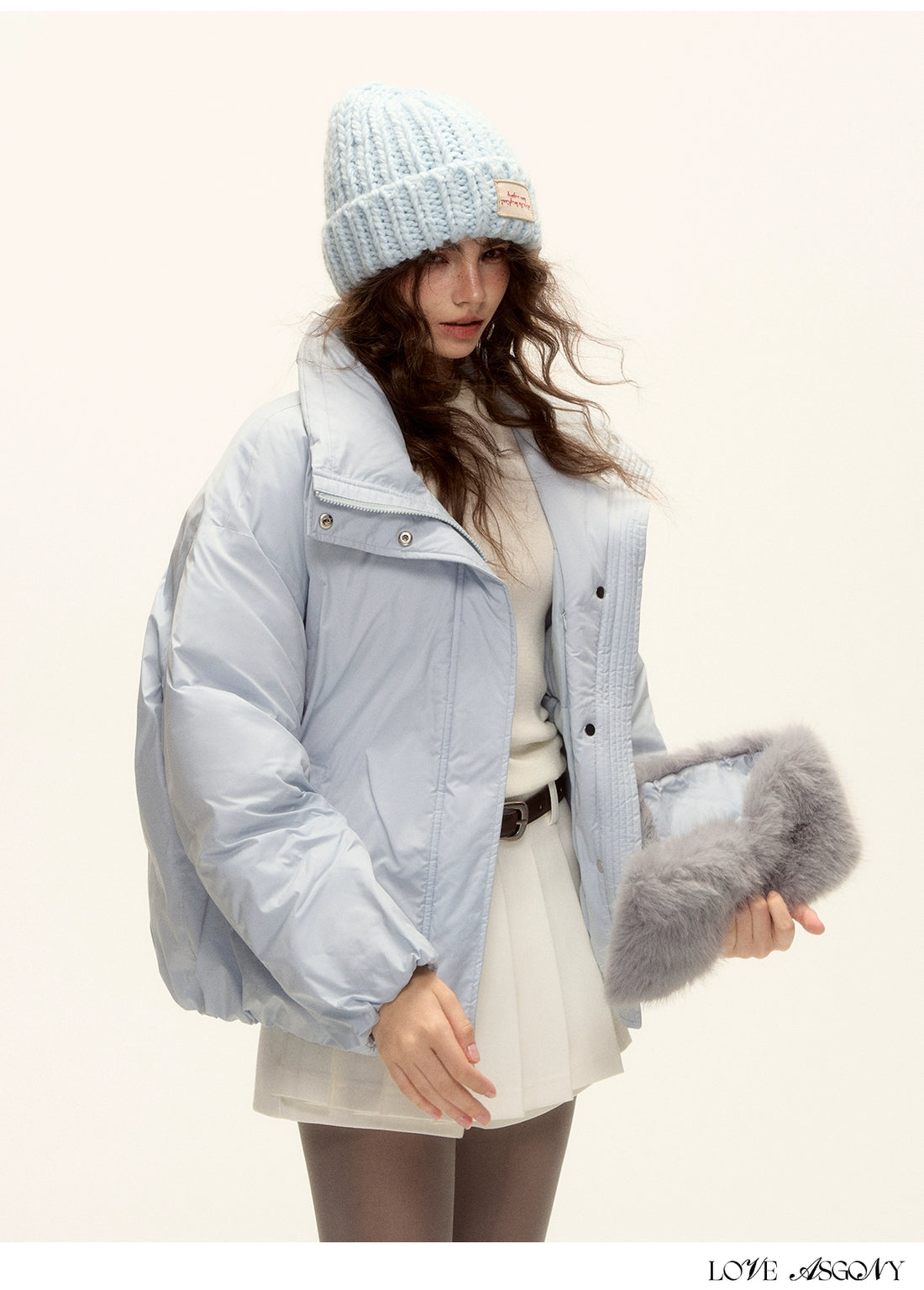 Fur-Collar Short Down Puffer Jacket