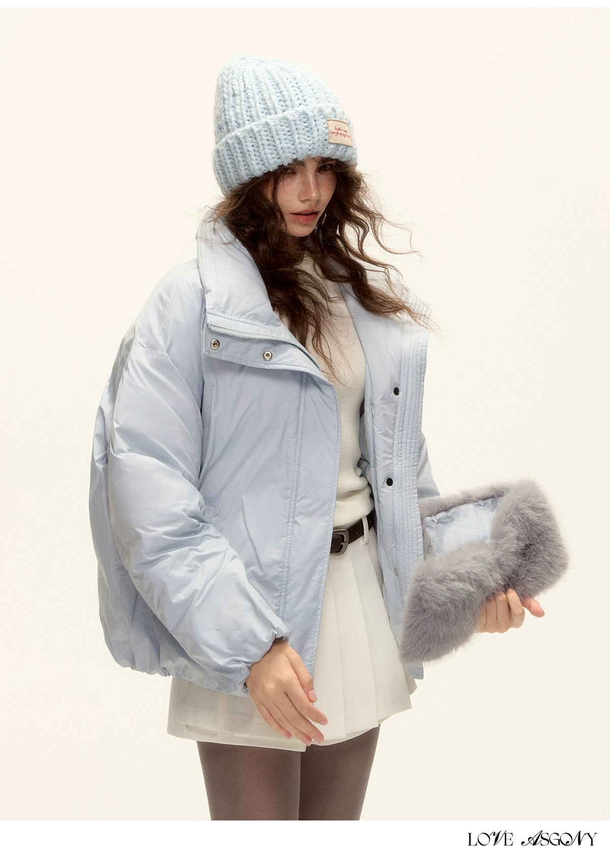 Fur-Collar Short Down Puffer Jacket