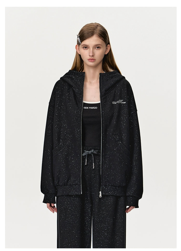 Glitter Zip-Up Hoodie