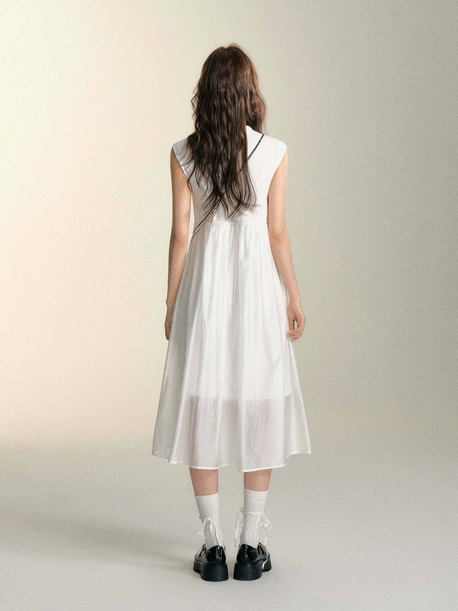 White Butterfly Bow Flying Sleeve Dress