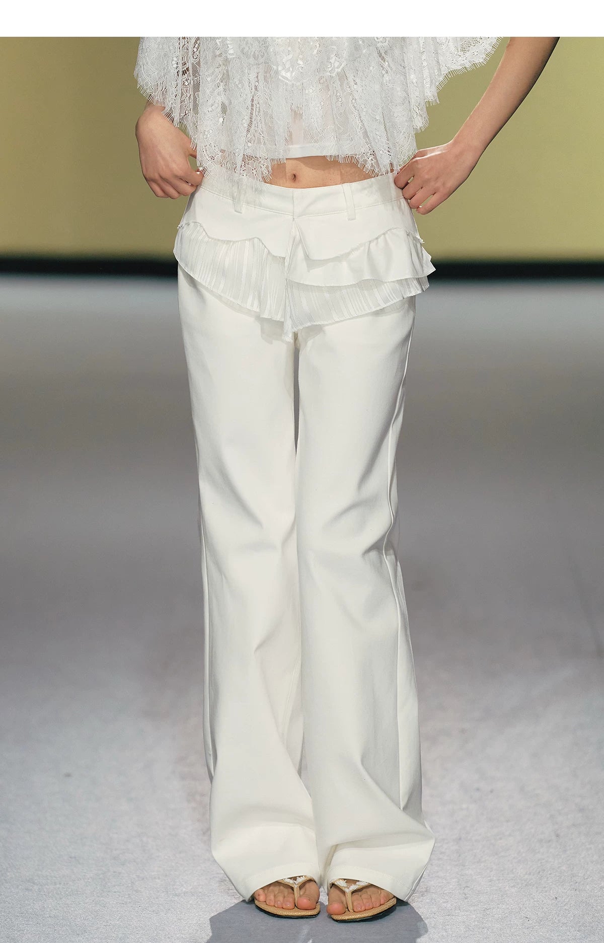 Ballet Lace-Trim Deconstructed Flare Pants