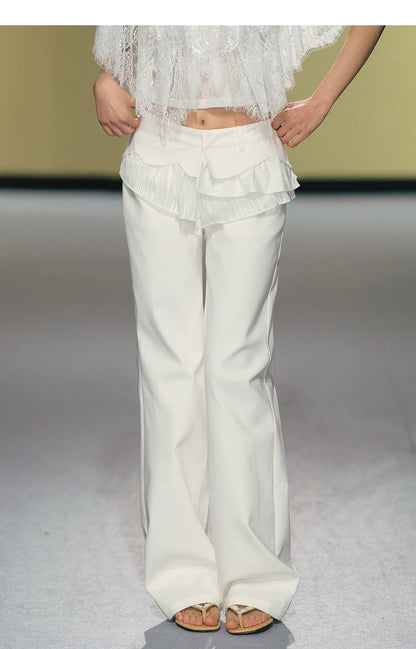 Ballet Lace-Trim Deconstructed Flare Pants