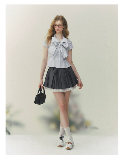 Muse Striped Bow-Fastening Shirt