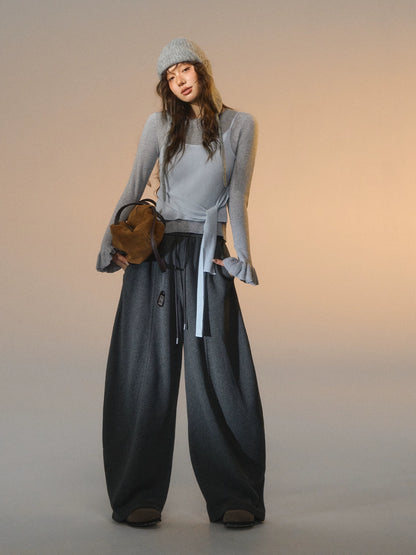 Fleece Curved-Leg Relaxed Pants