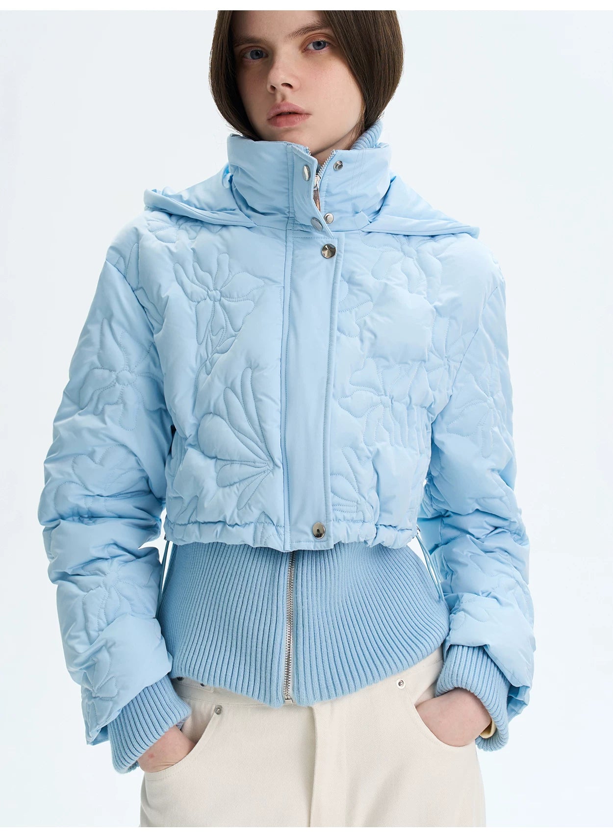 Quilted Embossed Short Down Jacket