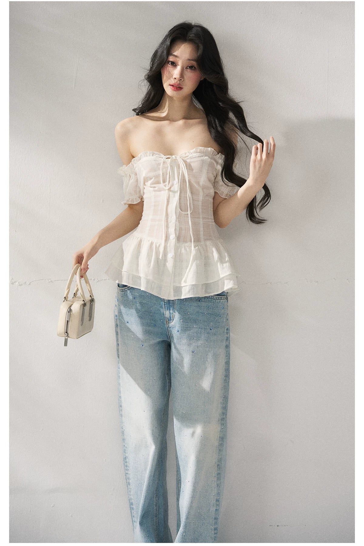 Cotton-Linen Fitted Short Sleeve Top