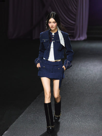 Quilted Stitch Jacket &amp; A-Line Skirt Set