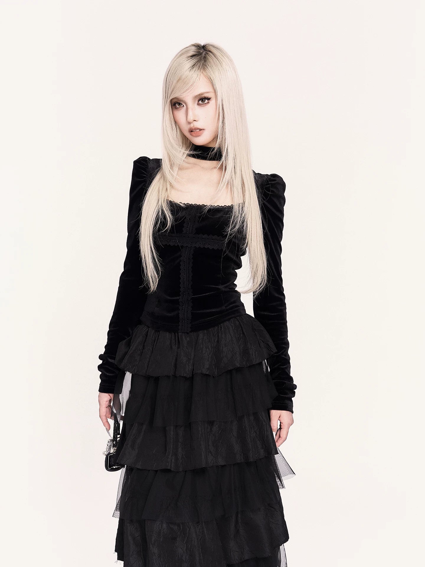 Light Dark Romantic Layered Tulle Maxi Skirt