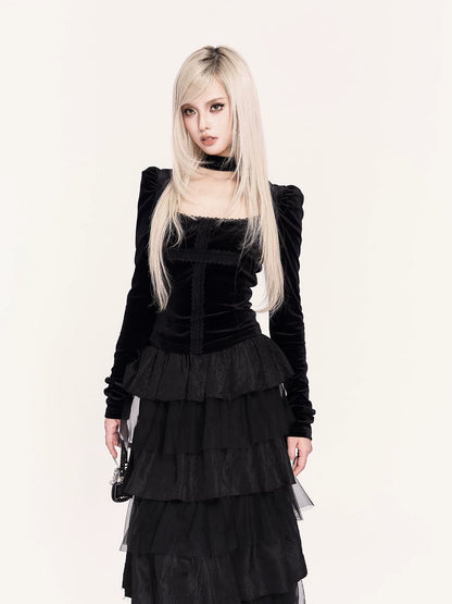 Light Dark Romantic Layered Tulle Maxi Skirt