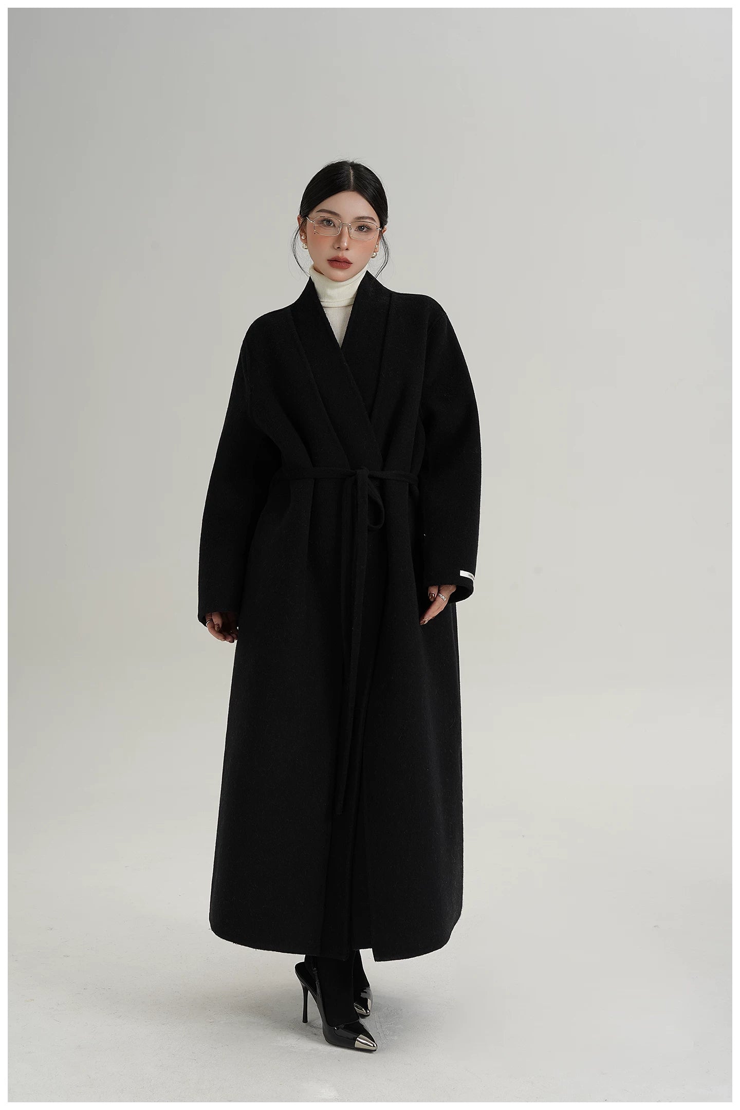 Elegant Double-Faced Wool Long Coat