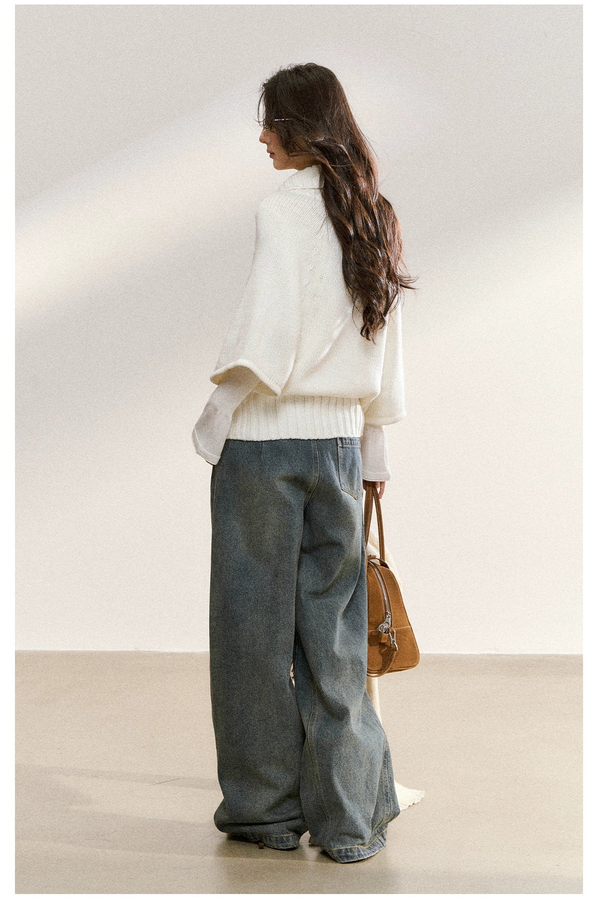 Two-Tone Layered Knit Sweater