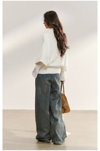 Two-Tone Layered Knit Sweater