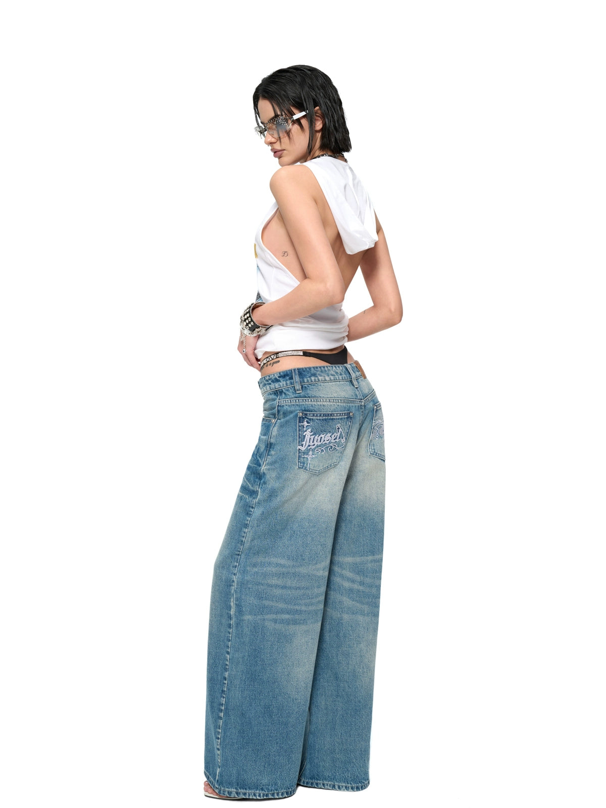 White Hooded Sleeveless Backless Vest