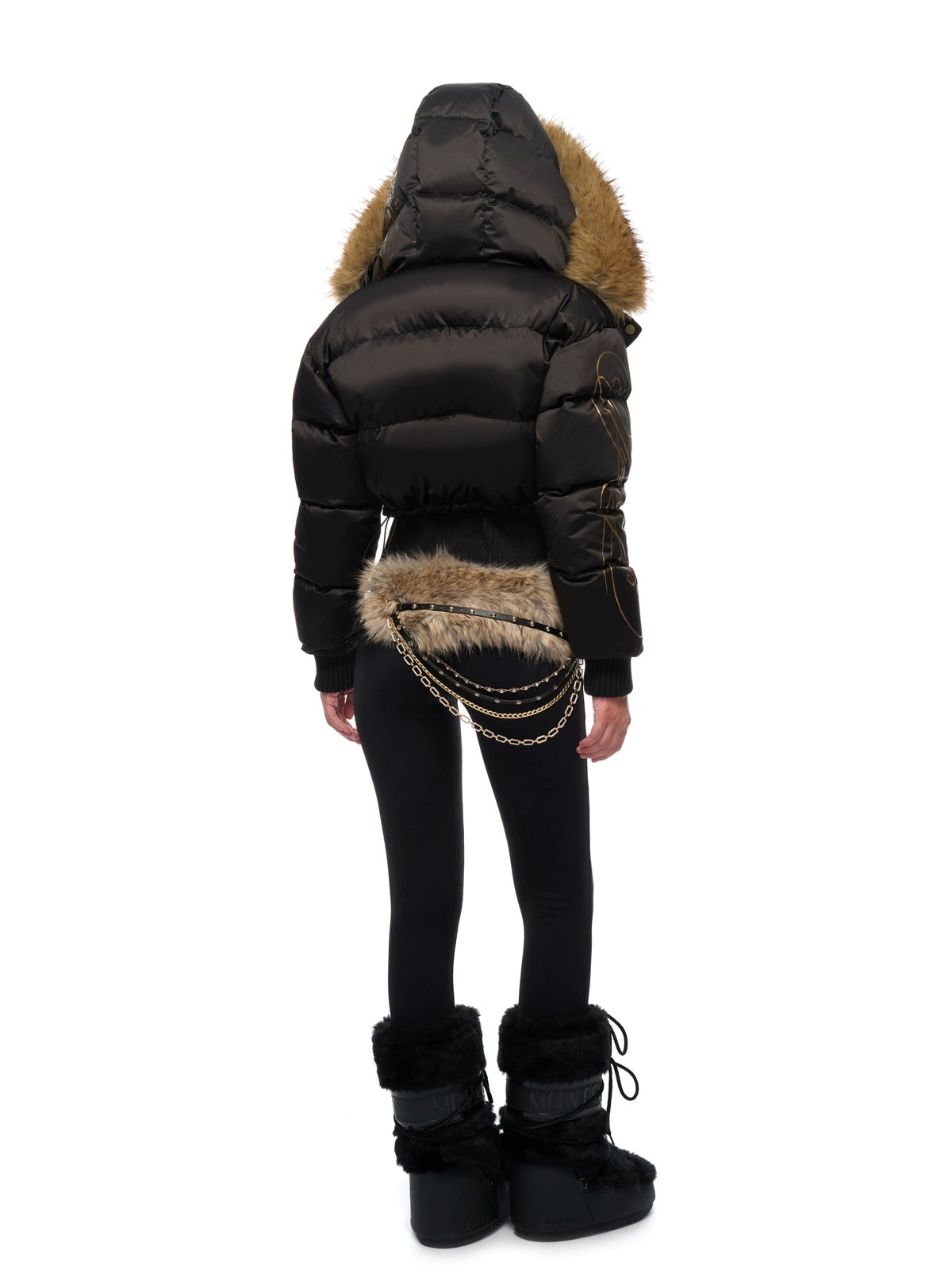 Black Knit-Trim Down Jacket