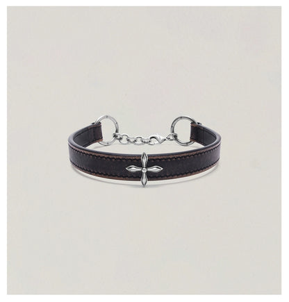 Compass Badge Leather Choker