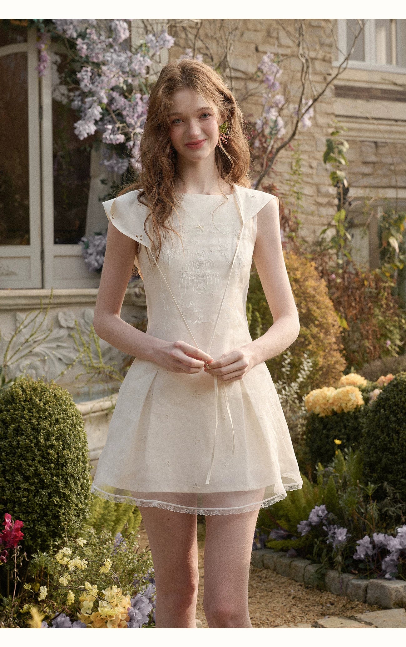 Sky Island Embroidered Layered White Dress
