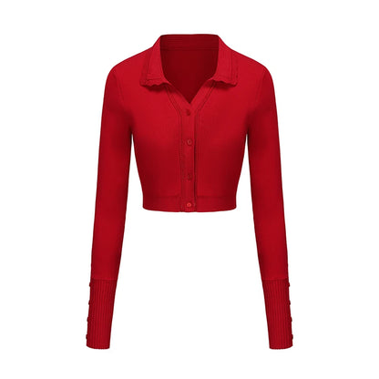 Red Lace-Trim Knit Four-Piece Set