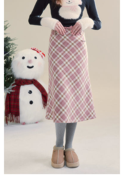 Pink Plaid Bodycon Skirt - CHINASQUAD