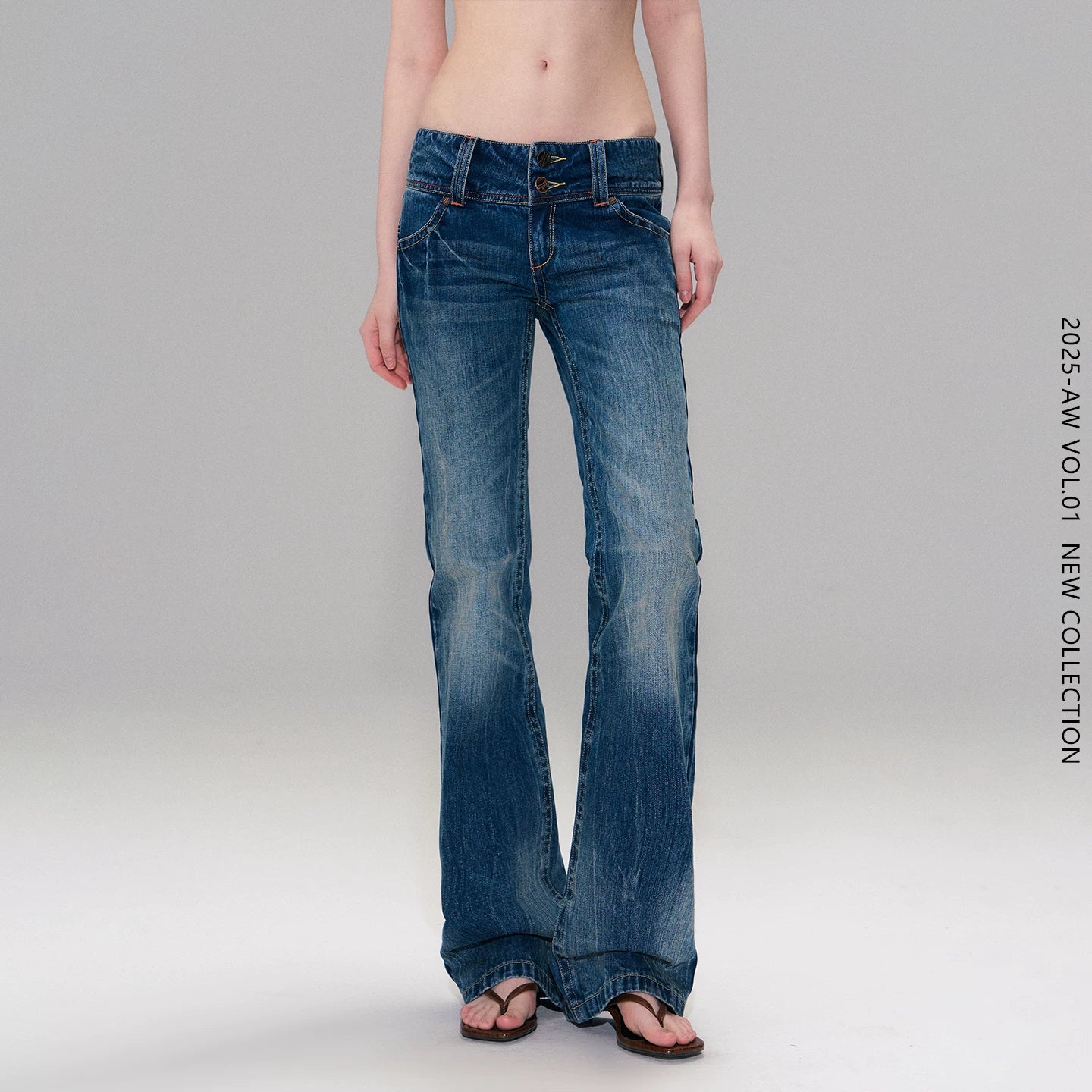Hand-Dyed Low-Rise Slim Flared Jeans