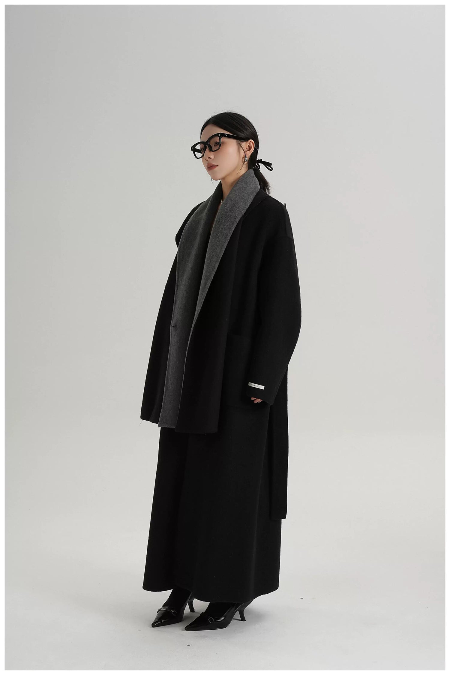 Two-Tone Double-Faced Wool Long Coat