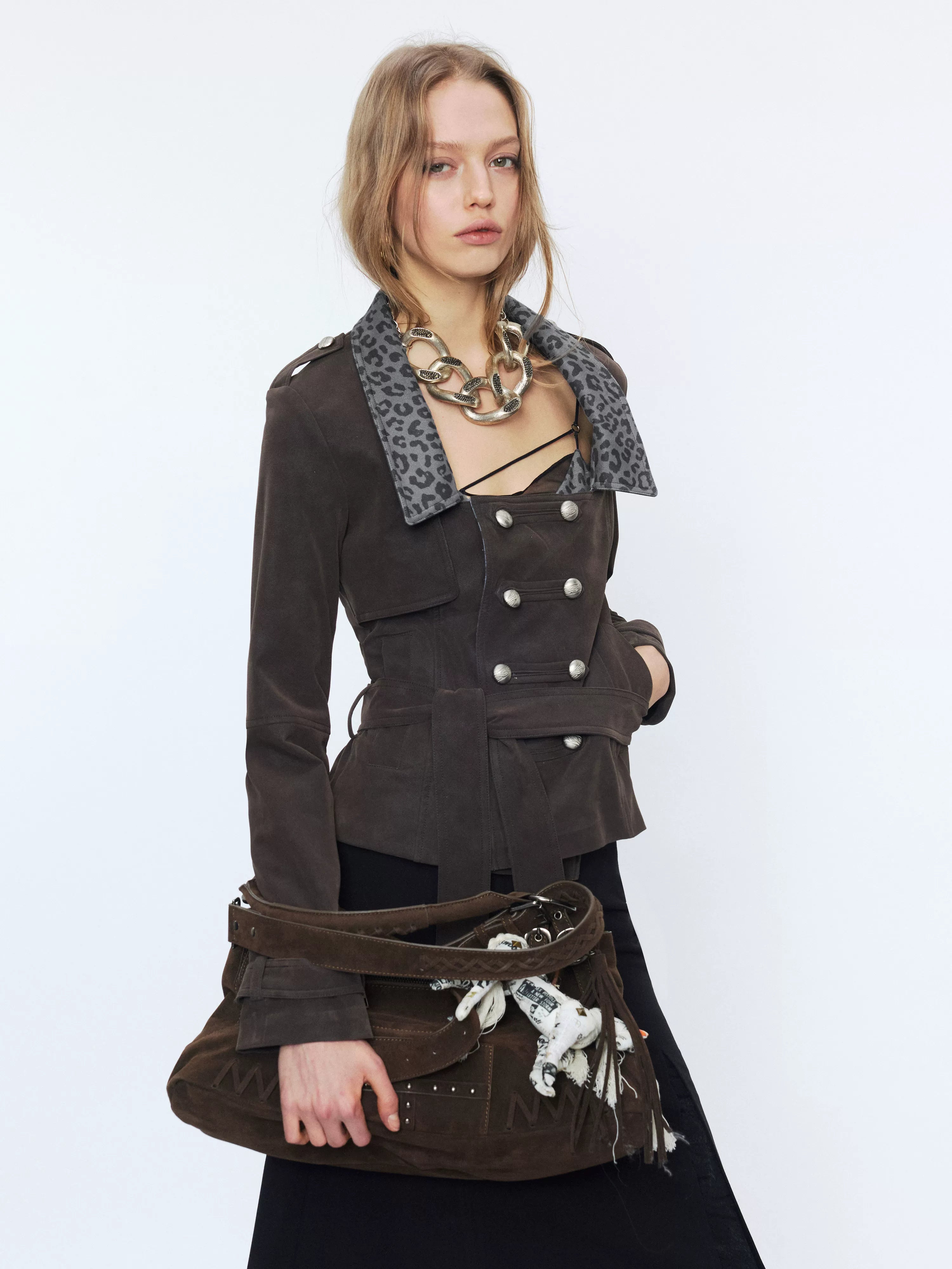 Punk Suede Short Trench Jacket