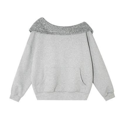 Grey Off-Shoulder Sweatshirt &amp; Flared Pants Two-Piece Set
