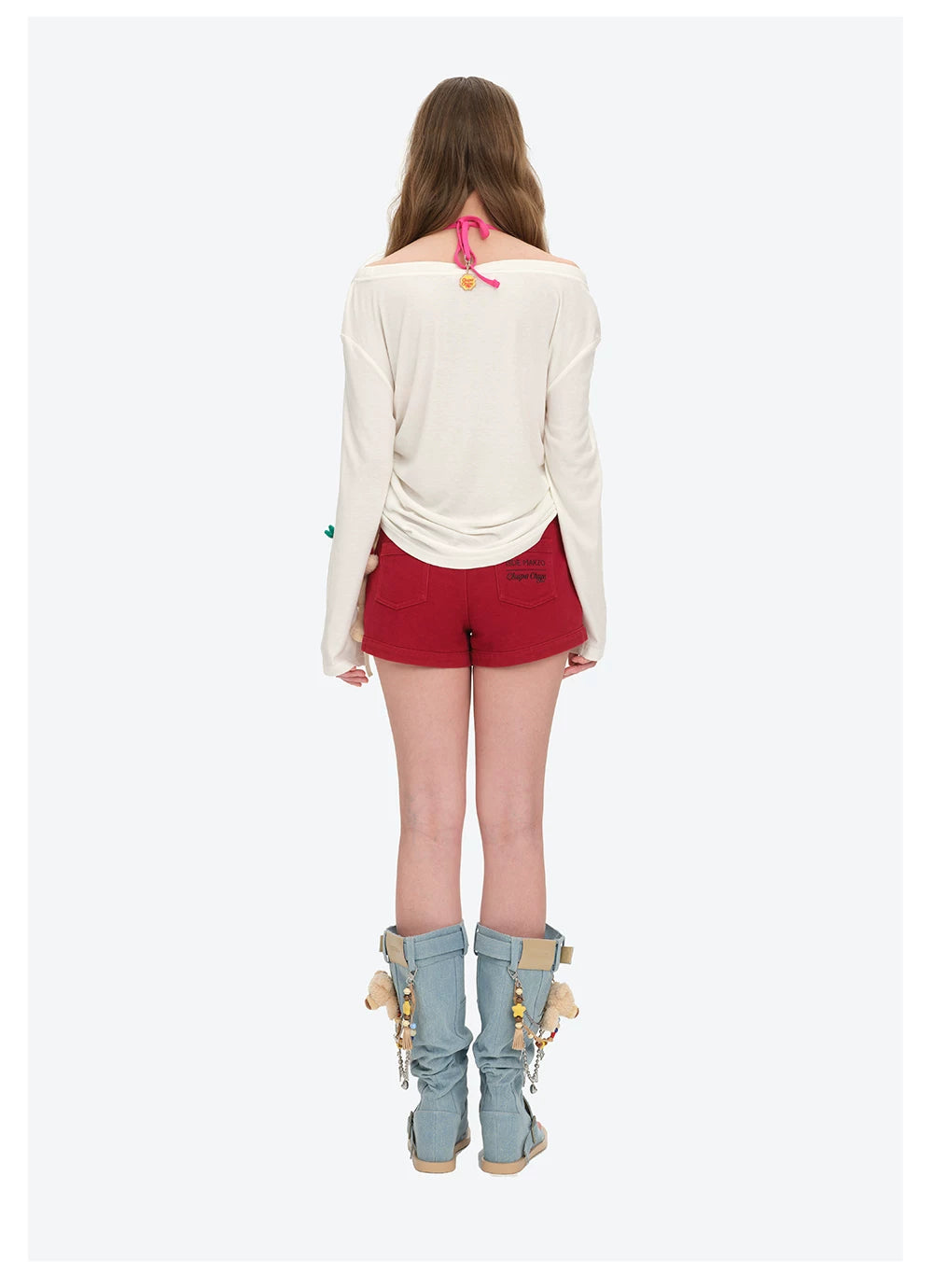 Asymmetric Shoulder Long Sleeve Top Set