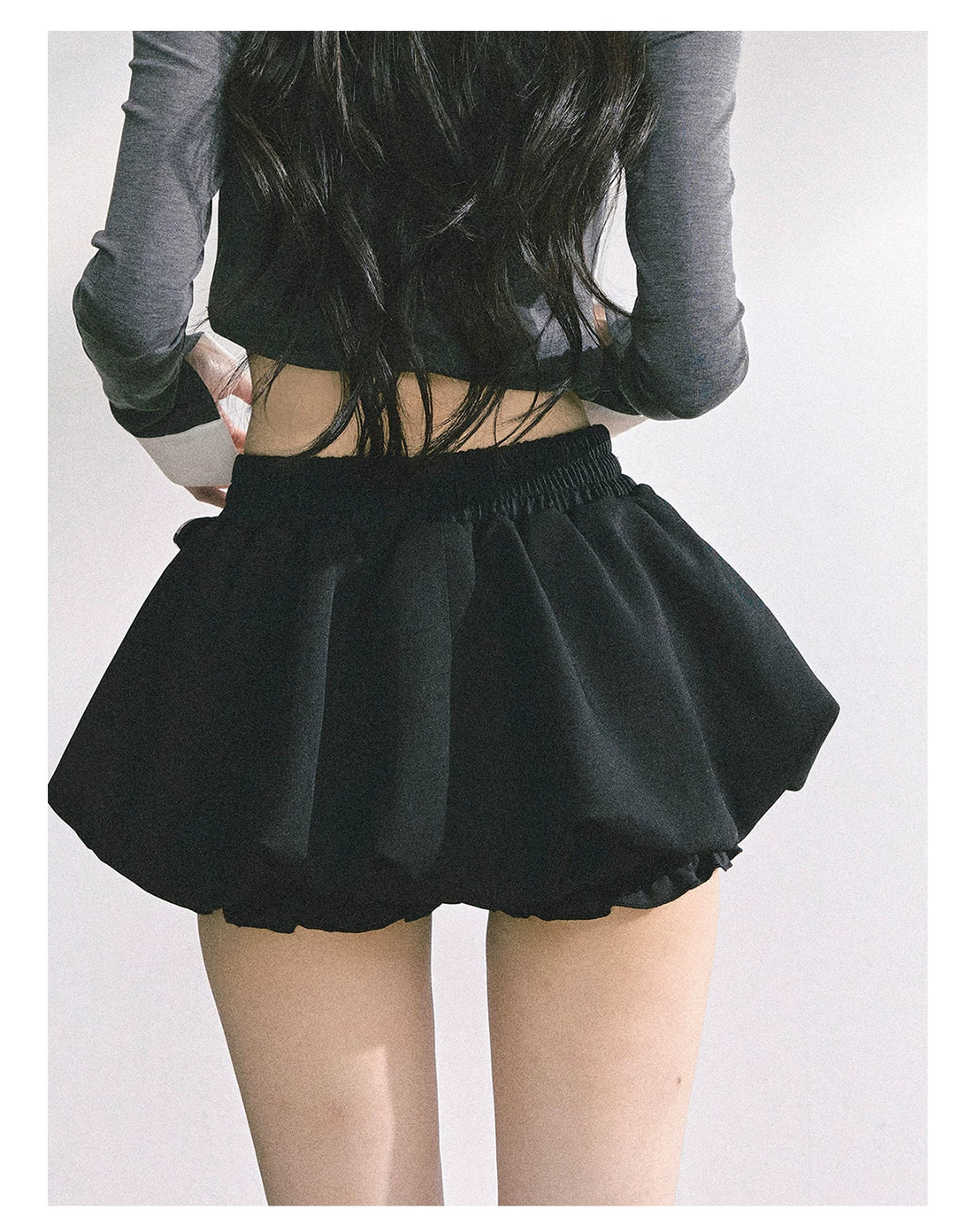 American-Style High-Waist Bubble Mini Skirt