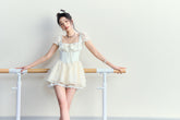 Ballet White Puffy High Waist Mini Dress - CHINASQUAD