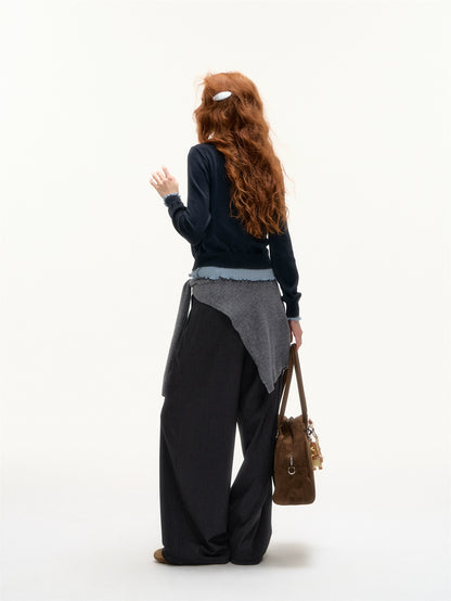 Solid Knit Tie-Up Shoulder Cape Scarf