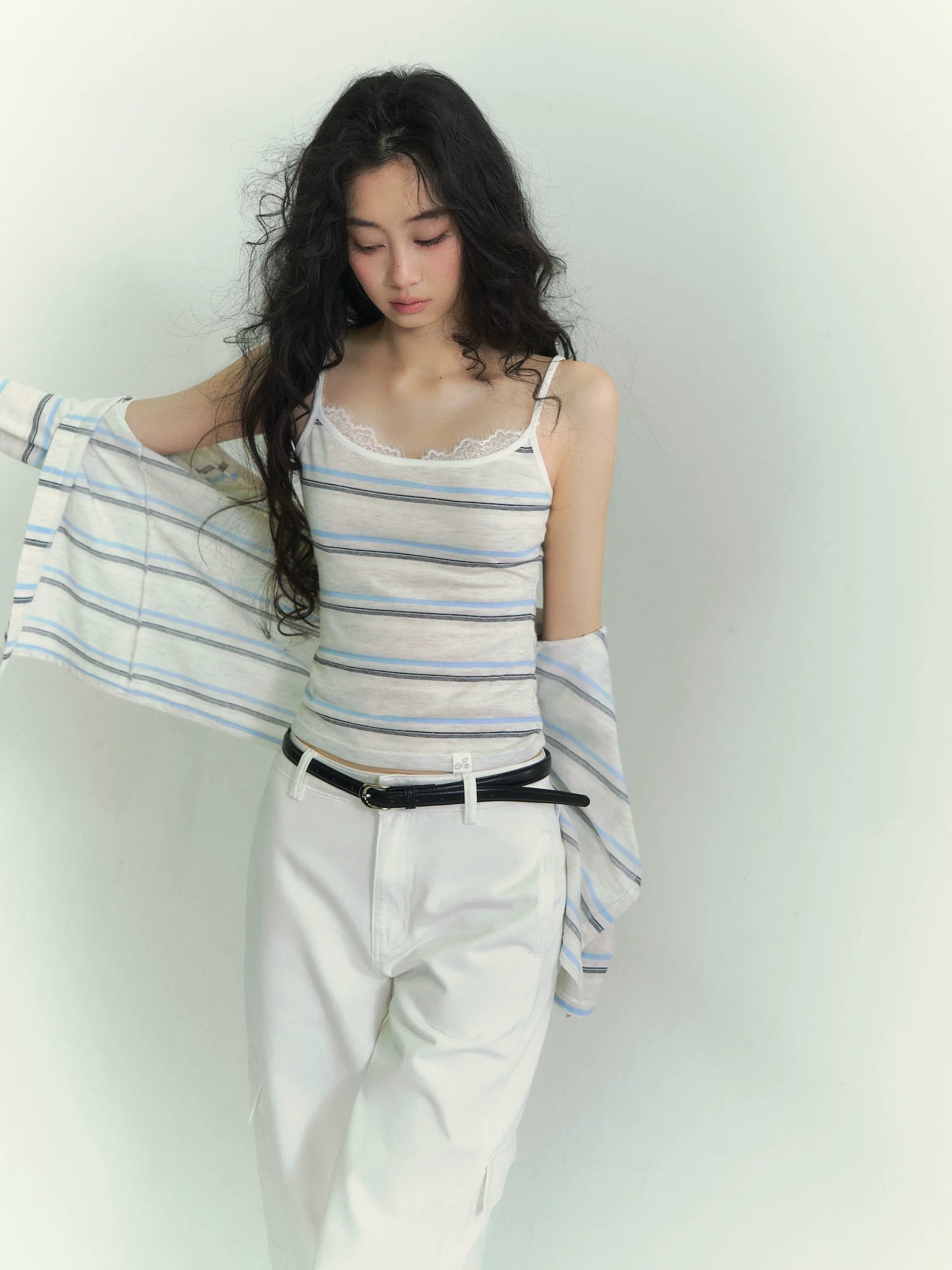 Relaxed Stripe Layered Cardigan Set