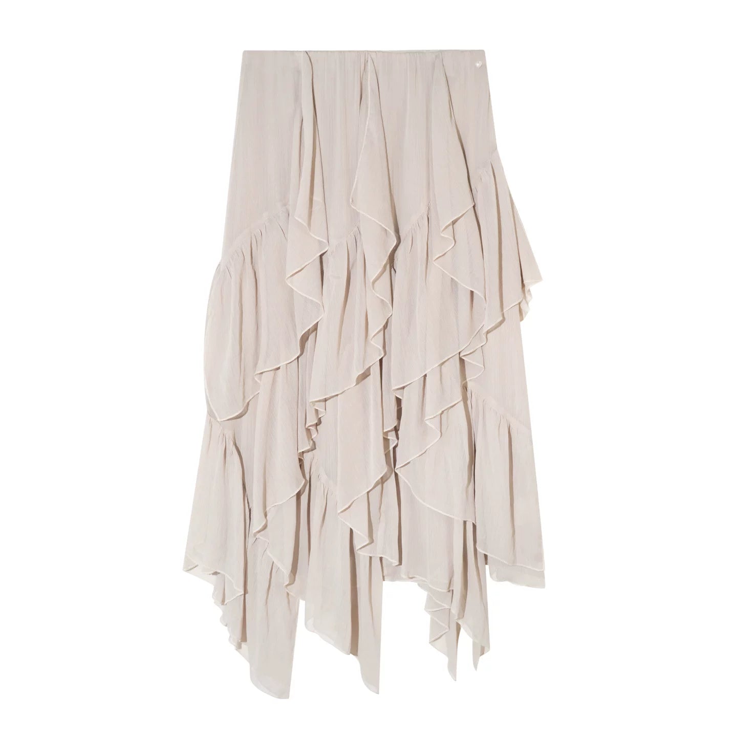 Asymmetric Ruffle Hem Chiffon Midi Skirt