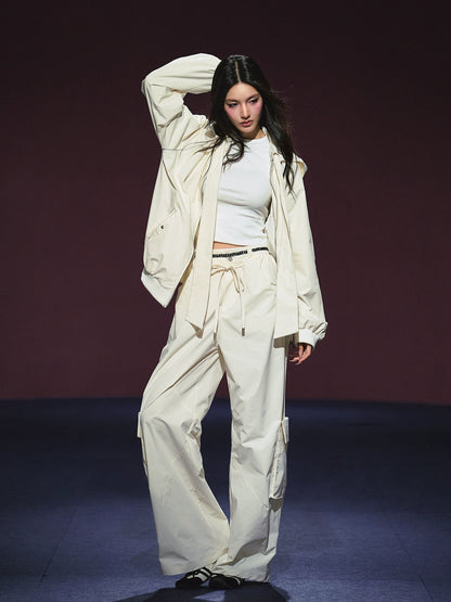 Neckline Tie Striped Sun-Protective Jacket &amp; Pants Set - CHINASQUAD