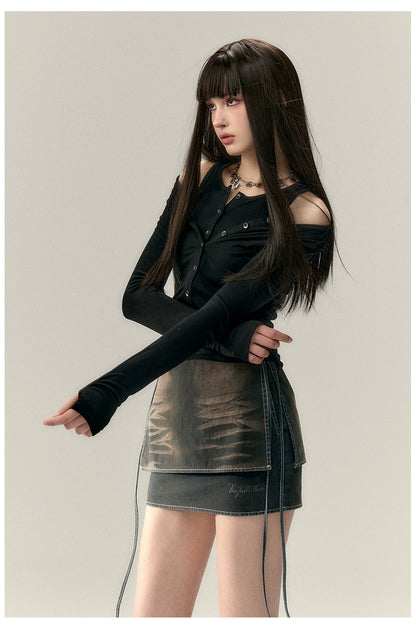 Two-Piece Style Convertible Long Sleeve Vest Top