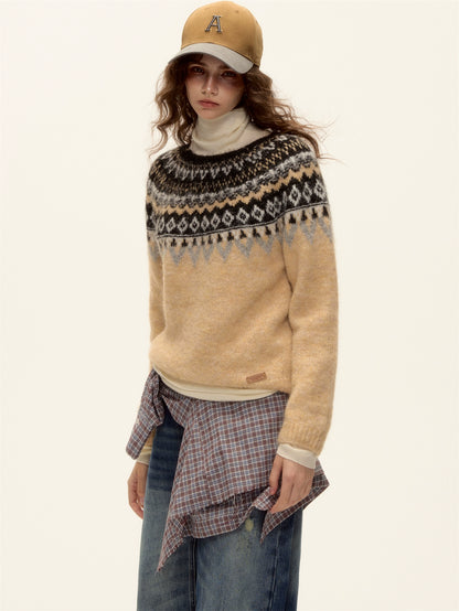 Wool-Blend Fair Isle Knit Sweater