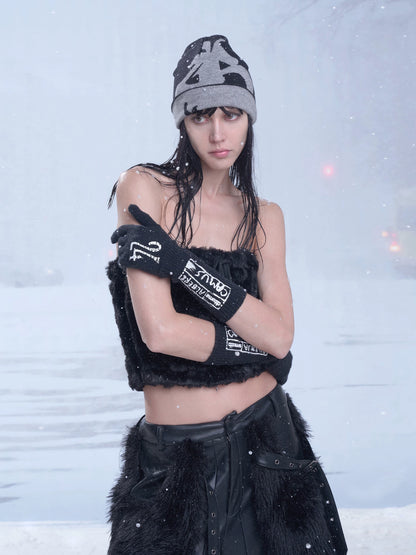 Printed Branded Knit Gloves