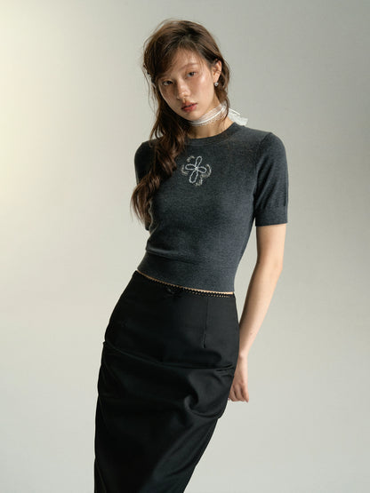 Dark Gray Knit T-Shirt - CHINASQUAD