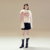 Pink Gradient Button Shearling Jacket - CHINASQUAD