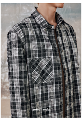 Black & Brown Distressed Plaid Shirt - CHINASQUAD