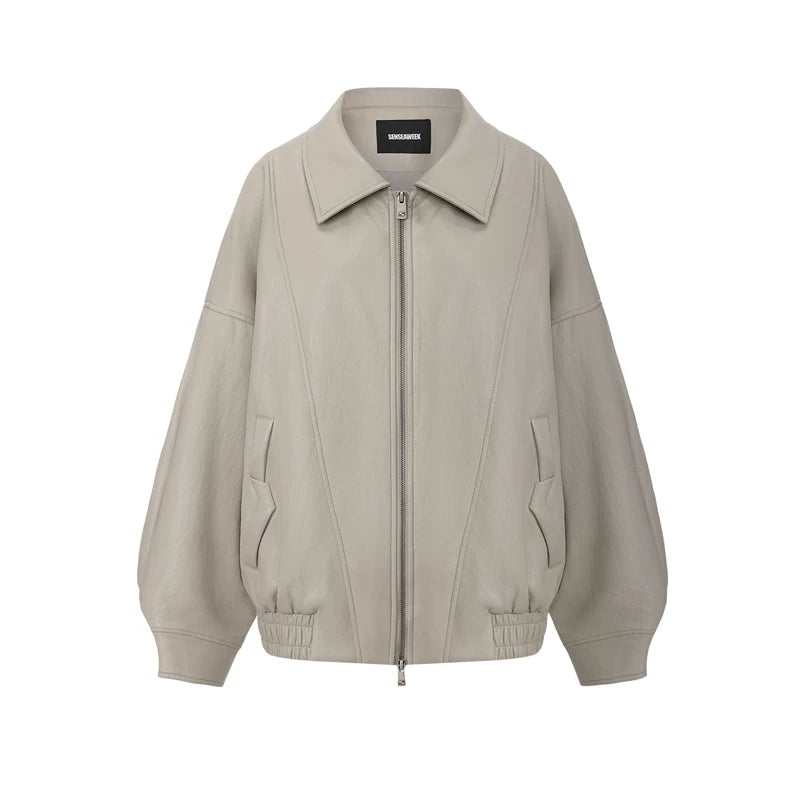 Layered Soft Leather Relaxed-Fit Jacket