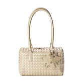 Woven Leatherette Barrel Shoulder Bag ECODAY