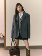 Gray Oversized Blazer - CHINASQUAD