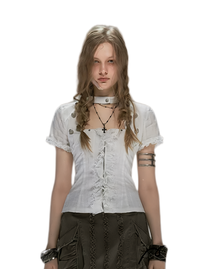 Cest Nous Punk Ruffle Lace Set – Vest &amp; Tank Tops