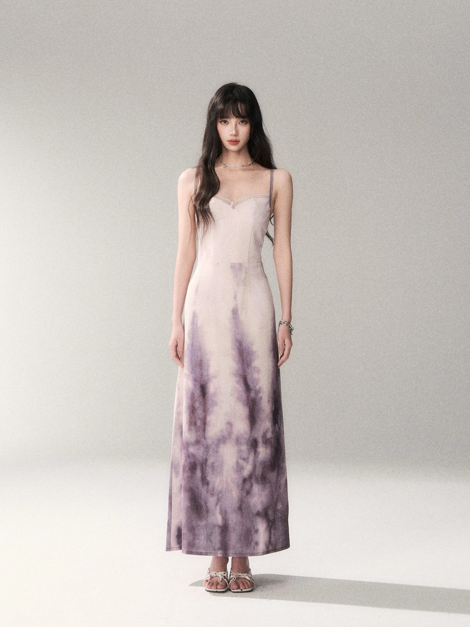 Sunset Lavender Gradient Printed Slip Maxi Dress