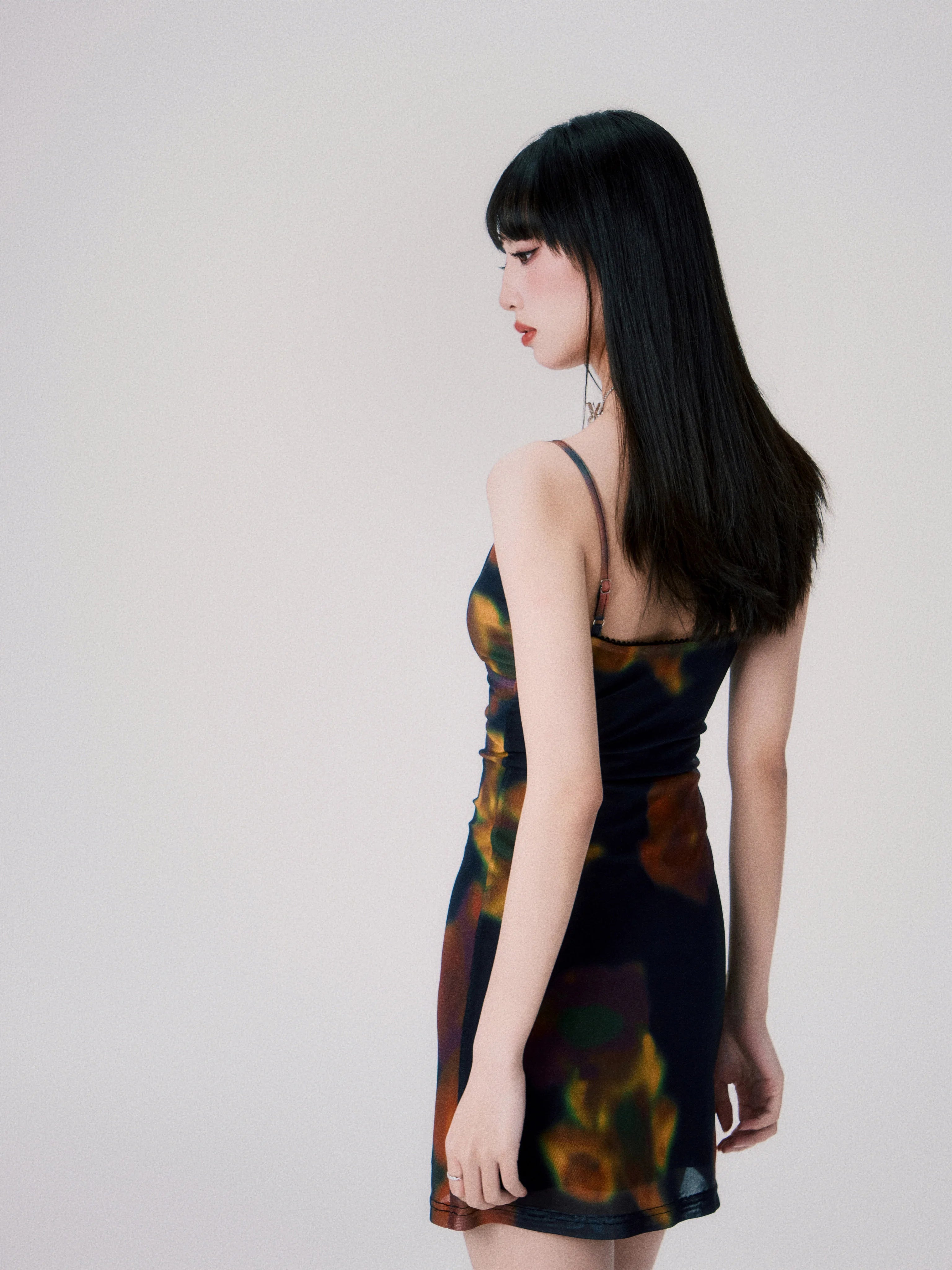 Vintage Printed Spaghetti-Strap Dress