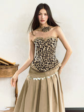 Black Gold Leopard Print Wood Ear Tube Top Vest - CHINASQUAD