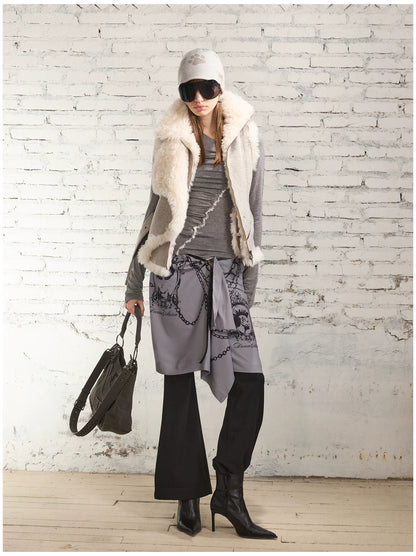 Vintage Shearling Wool-Blend Collared Vest